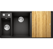 Кухонная мойка Blanco AXIA III 6 S (черный, чаша слева, разделочный столик ясень)